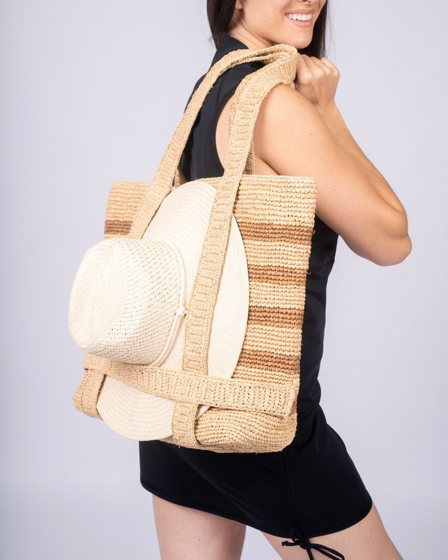 Original Straw Traveler Bag - Beach Tote with Built - in Hat Holder - Triniskies