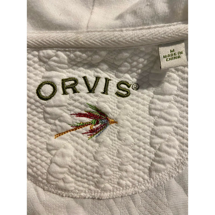 Orvis Medium / White Orvis Best-Selling Cable Knit Hooded Vest Sweater- Preowned Size Medium WC47