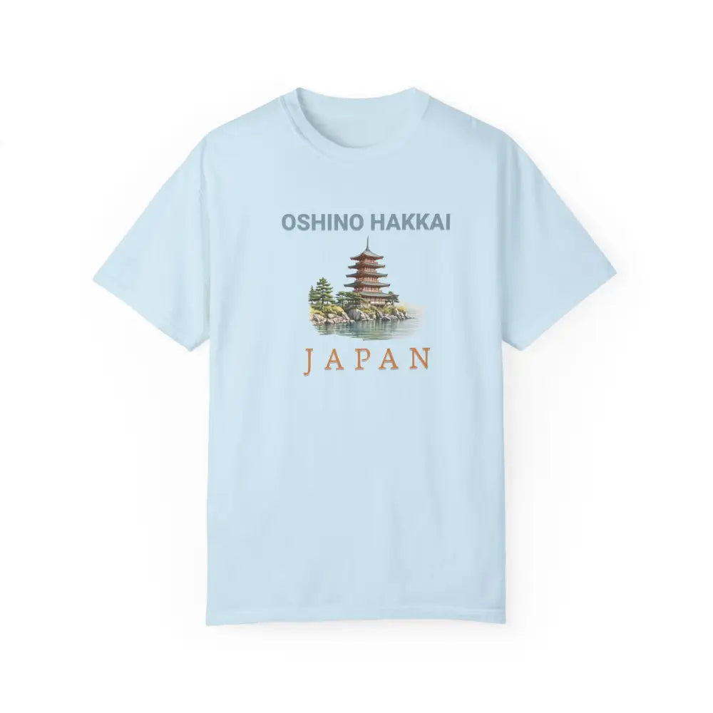 Blue Jean Oshino Hakkai Japan pagoda graphic tee – Japanese nature travel t-shirt Comfort Colors