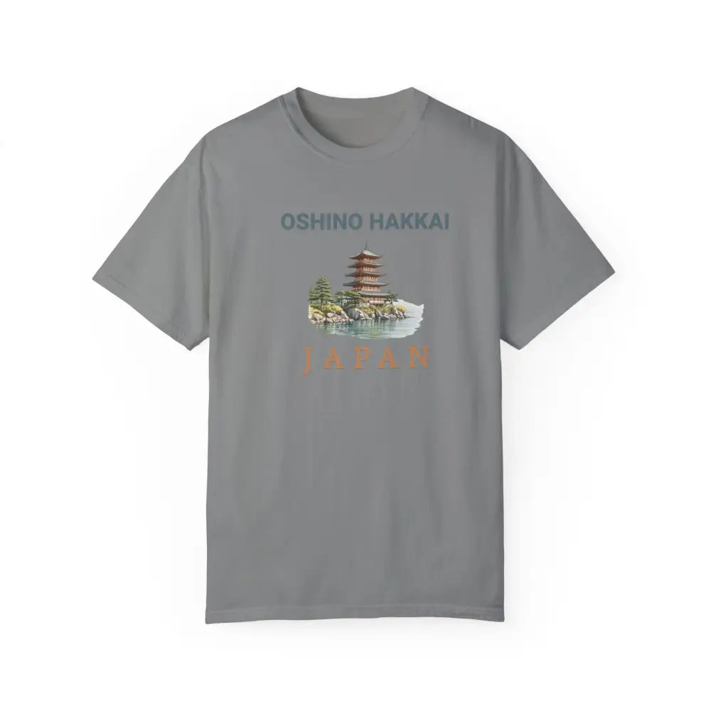 Grey Oshino Hakkai Japan pagoda t-shirt – premium unisex Japanese nature travel tee