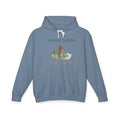 Oshino Hakkai Japan pagoda graphic on blue hoodie