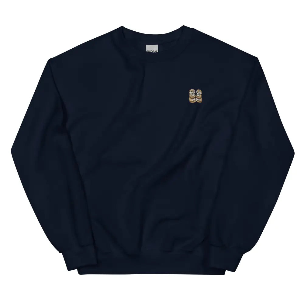 Navy blue Otter Couple Embroidered crewneck sweatshirt