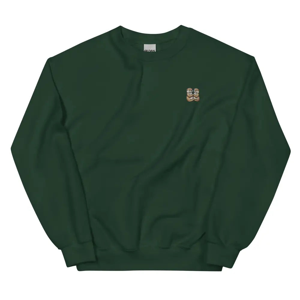 Dark green Otter Couple Embroidered crewneck sweatshirt