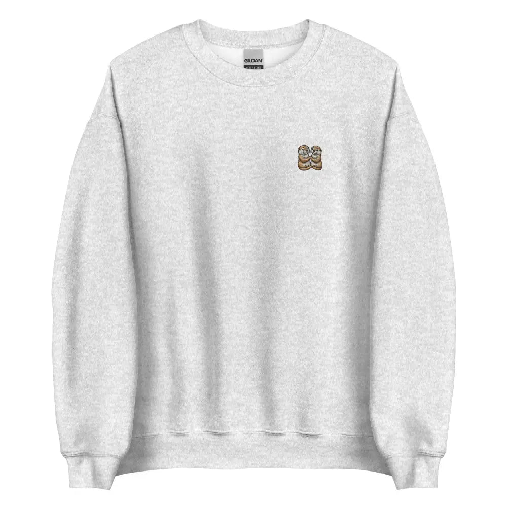 White Otter Couple Embroidered Crewneck Sweatshirt