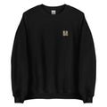 Otter couple embroidered black crewneck sweatshirt with cartoon chest design