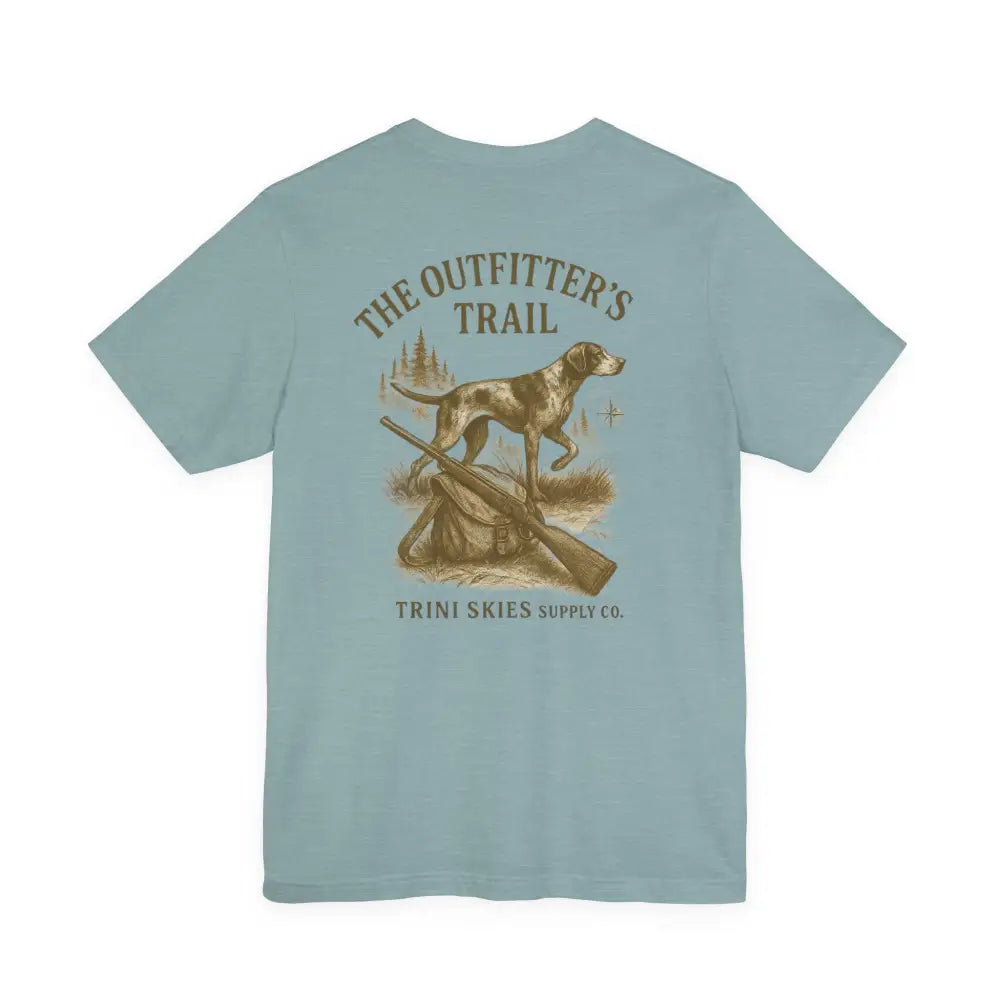 Light blue emotional support sweatshirt with hunting dog graphic