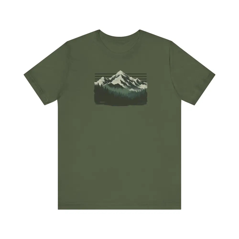 Olive green Outdoors Mountain Peaks unisex jersey graphic tee
