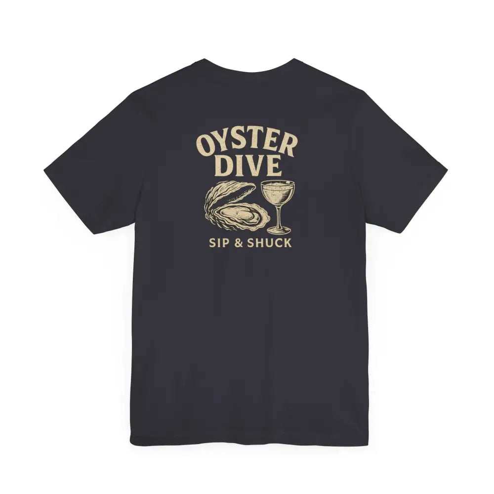 Dark grey Oyster Dive tee by Trini Skies Supply with oyster graphic