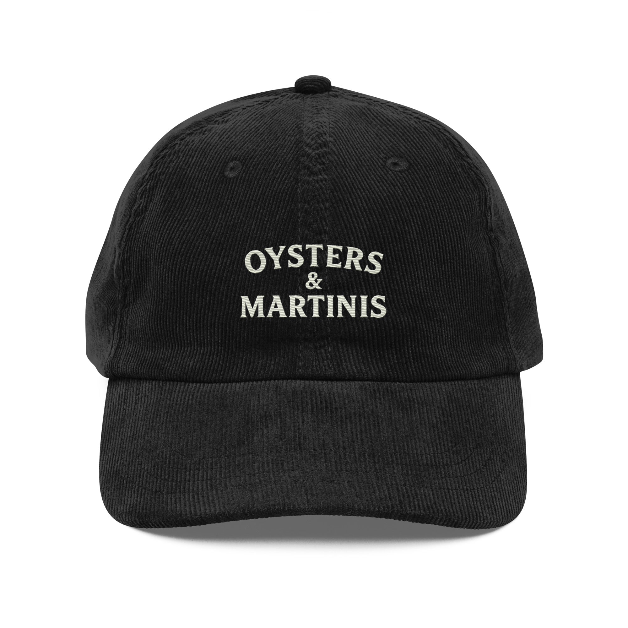 Oysters & Martinis Hat – Embroidered Corduroy Cap | Trini Skies Supply Co. | Coastal Cocktail Collection - Triniskies