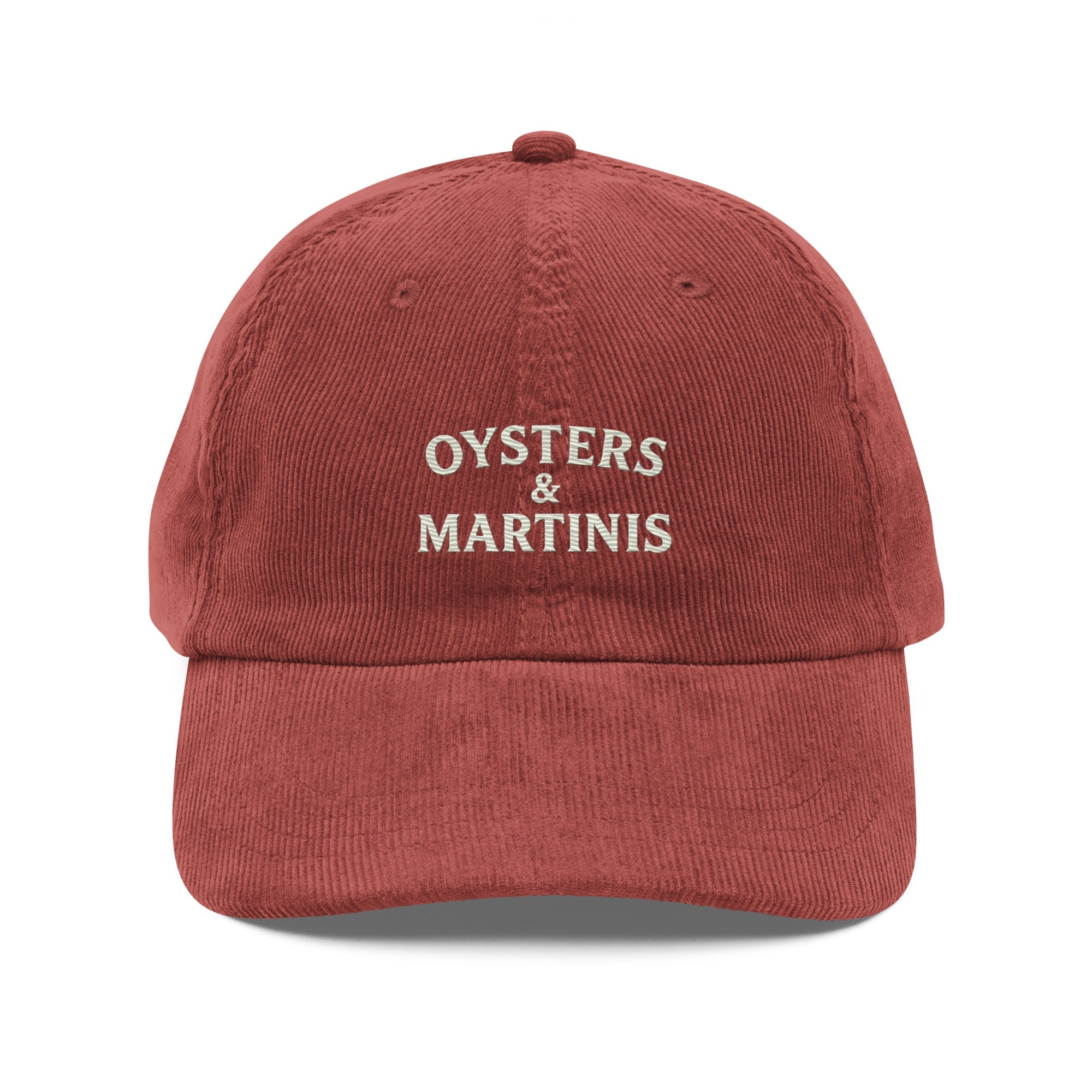 Oysters & Martinis Hat – Embroidered Corduroy Cap | Trini Skies Supply Co. | Coastal Cocktail Collection - Triniskies