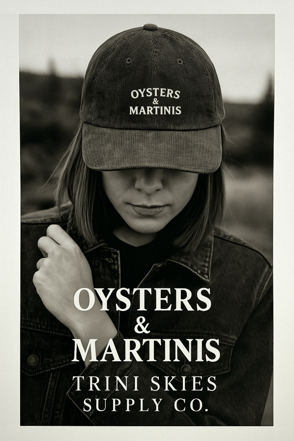 Oysters & Martinis Hat – Embroidered Corduroy Cap | Trini Skies Supply Co. | Coastal Cocktail Collection - Triniskies