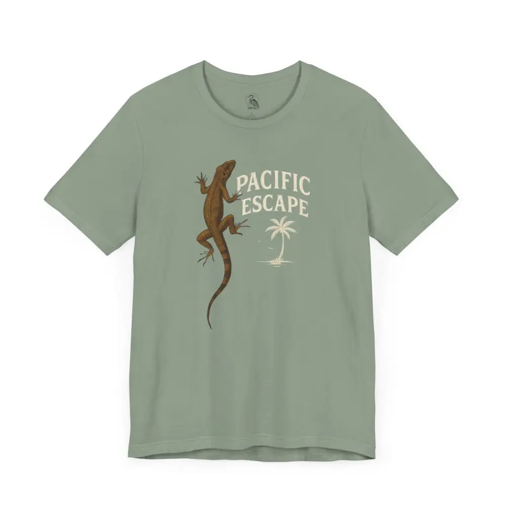 Sage green Trini Skies Pacific Escape Lizard Adventure Tee