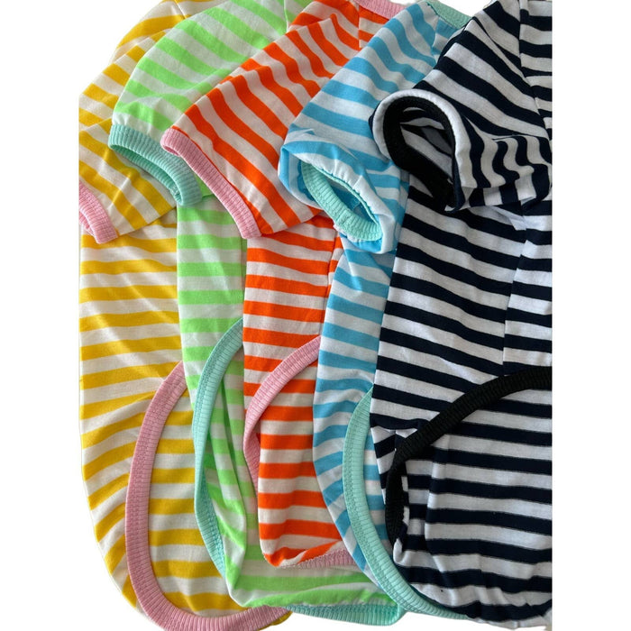 Paiaite Large / Multi Color Paiaite 6 Pieces Dog Striped Shirt - Stylish Cotton Sleeveless Apparel Pup SZ L