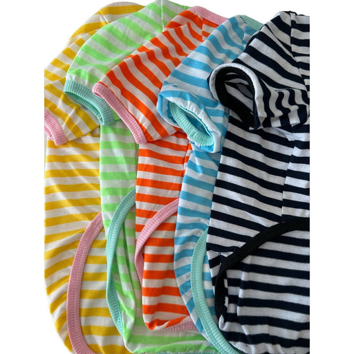 Paiaite Large / Multi Color Paiaite 6 Pieces Dog Striped Shirt - Stylish Cotton Sleeveless Apparel Pup SZ L