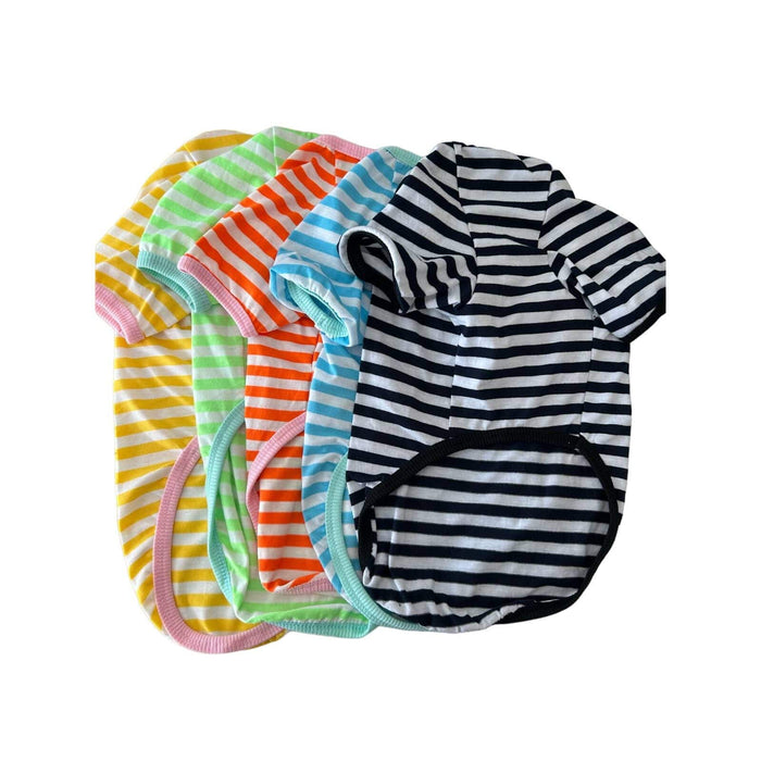 Paiaite Large / Multi Color Paiaite 6 Pieces Dog Striped Shirt - Stylish Cotton Sleeveless Apparel Pup SZ L