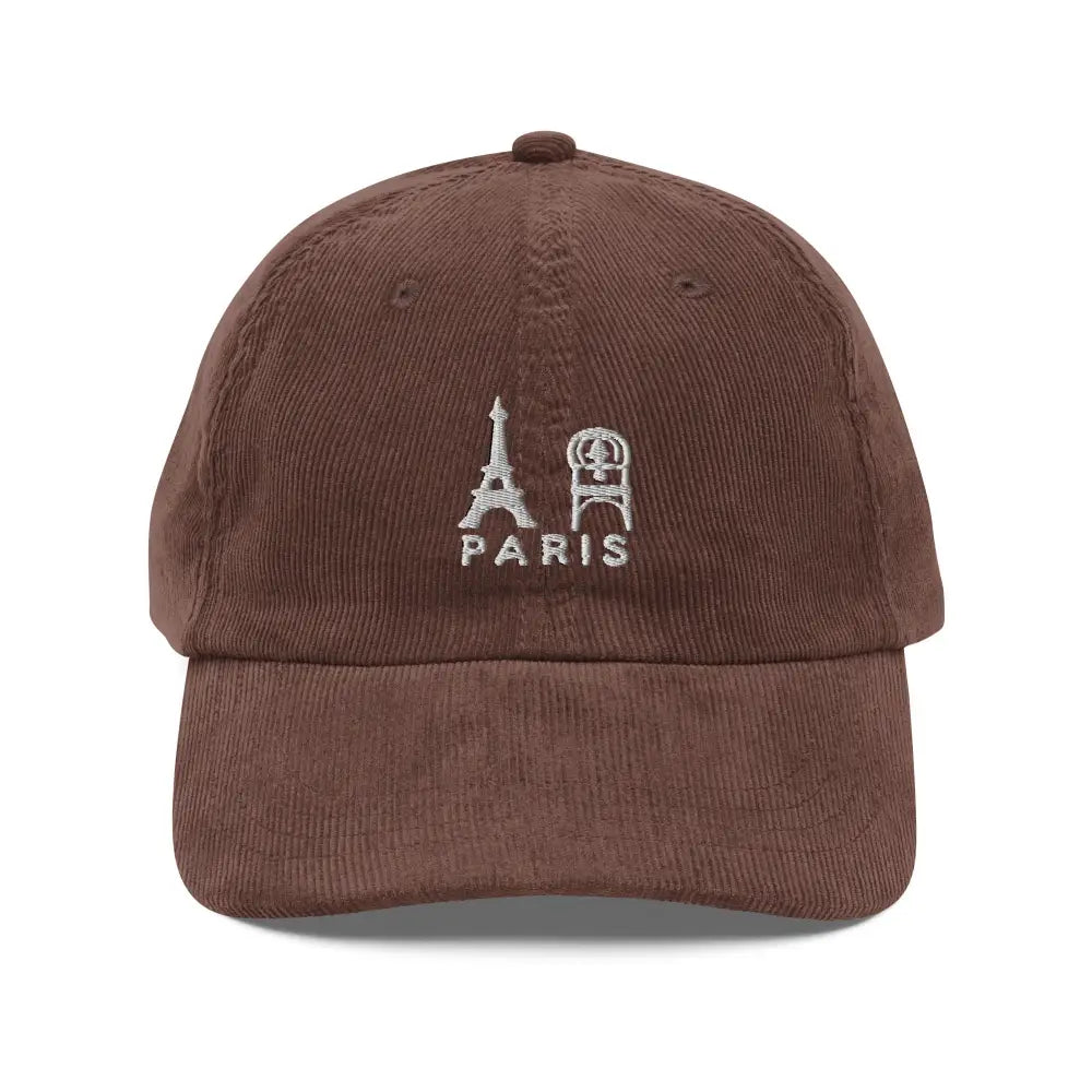 Paris Eiffel Tower embroidered old-school corduroy baseball cap