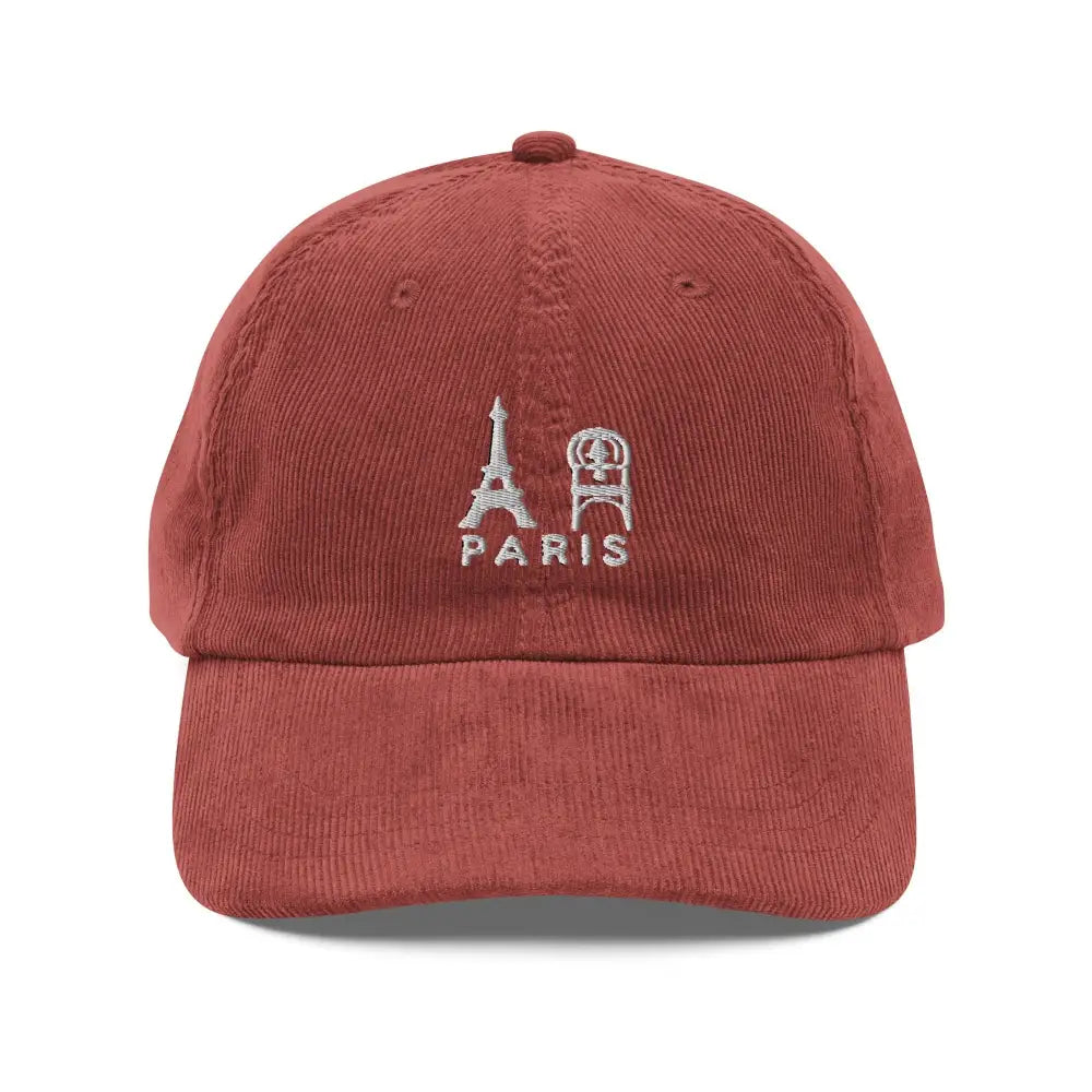 Red Paris Eiffel Tower embroidered old-school cap