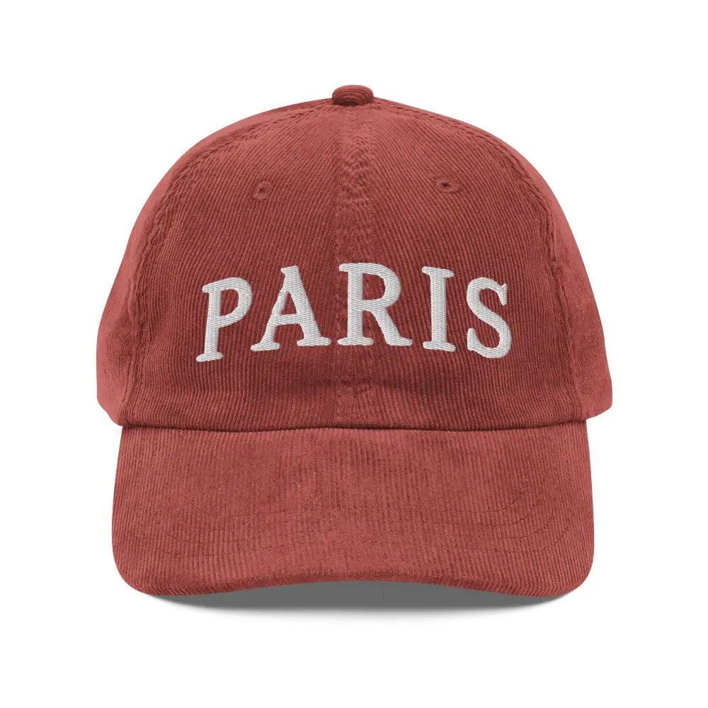 Paris embroidered adjustable vintage corduroy cap