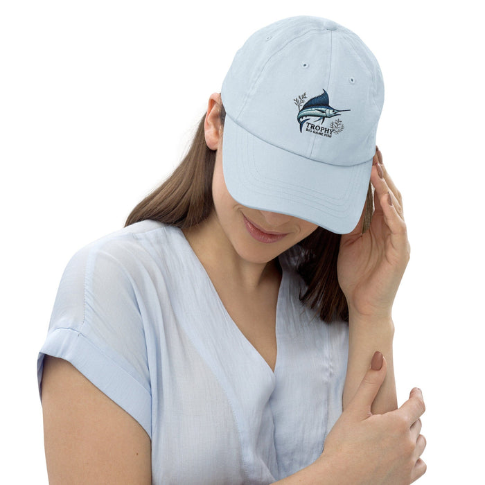 Embroidered "Marlin" Pastel Baseball Hat, Low Profile Cotton Cap Big Game Fishing Hat Great Gift