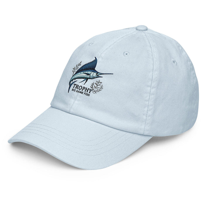 Embroidered "Marlin" Pastel Baseball Hat, Low Profile Cotton Cap Big Game Fishing Hat Great Gift