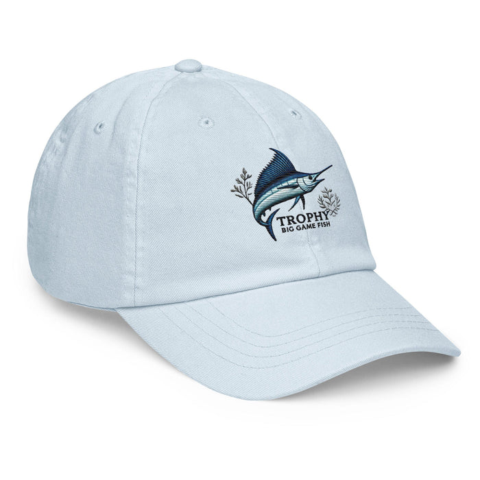 Embroidered "Marlin" Pastel Baseball Hat, Low Profile Cotton Cap Big Game Fishing Hat Great Gift