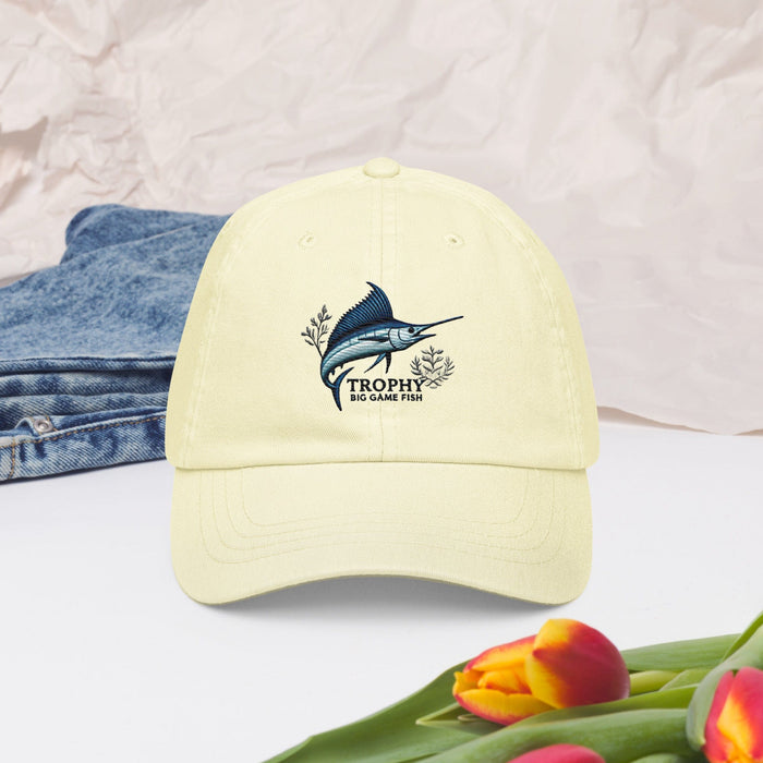 Embroidered "Marlin" Pastel Baseball Hat, Low Profile Cotton Cap Big Game Fishing Hat Great Gift