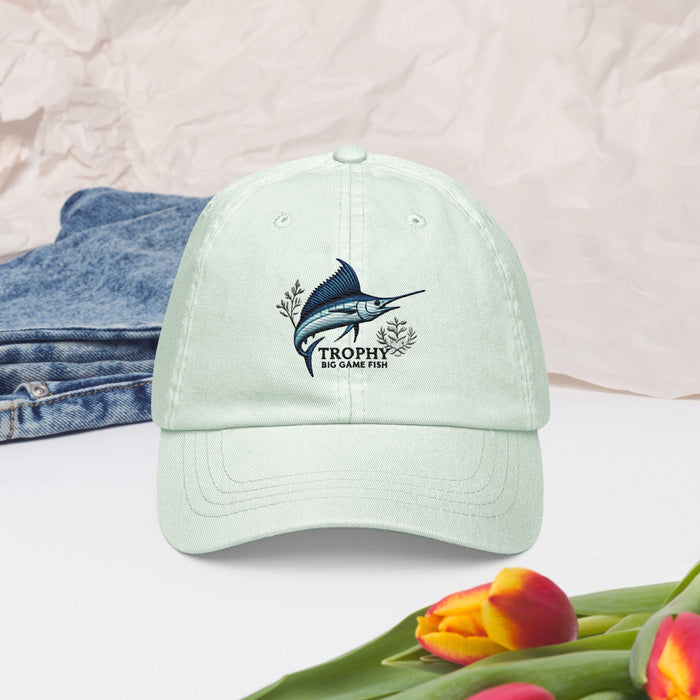 Embroidered "Marlin" Pastel Baseball Hat, Low Profile Cotton Cap Big Game Fishing Hat Great Gift