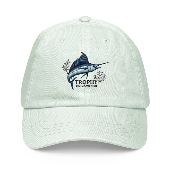 Embroidered "Marlin" Pastel Baseball Hat, Low Profile Cotton Cap Big Game Fishing Hat Great Gift