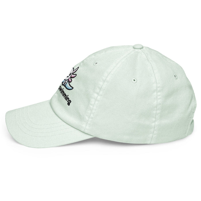 Embroidered "Axolotl Just Keep Swimming" Pastel Baseball Hat, Low Profile Cotton Cap Great Gift Idea