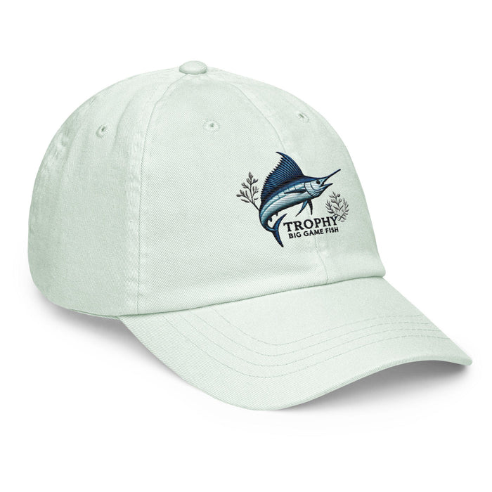 Embroidered "Marlin" Pastel Baseball Hat, Low Profile Cotton Cap Big Game Fishing Hat Great Gift