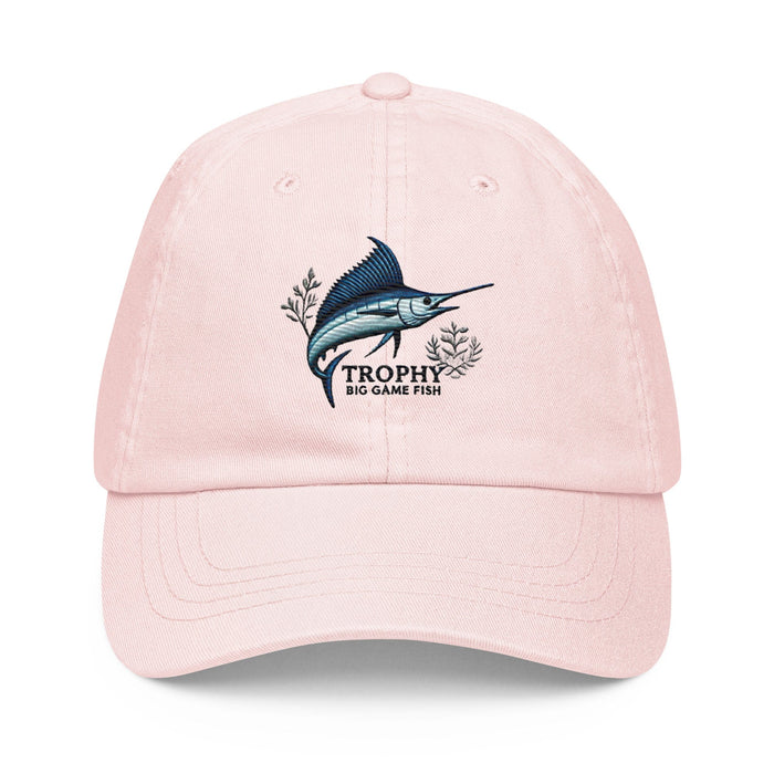 Embroidered "Marlin" Pastel Baseball Hat, Low Profile Cotton Cap Big Game Fishing Hat Great Gift