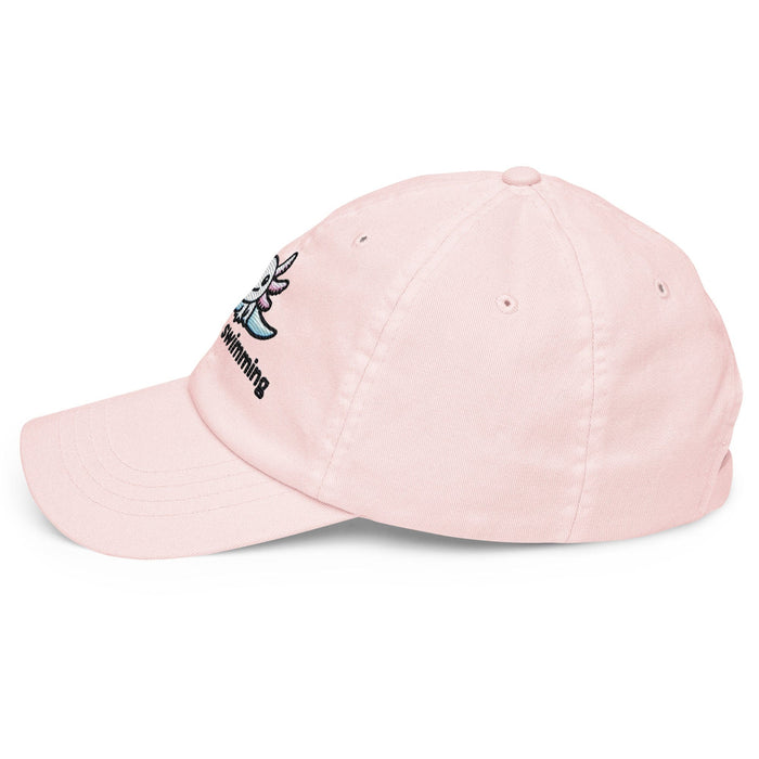 Embroidered "Axolotl Just Keep Swimming" Pastel Baseball Hat, Low Profile Cotton Cap Great Gift Idea