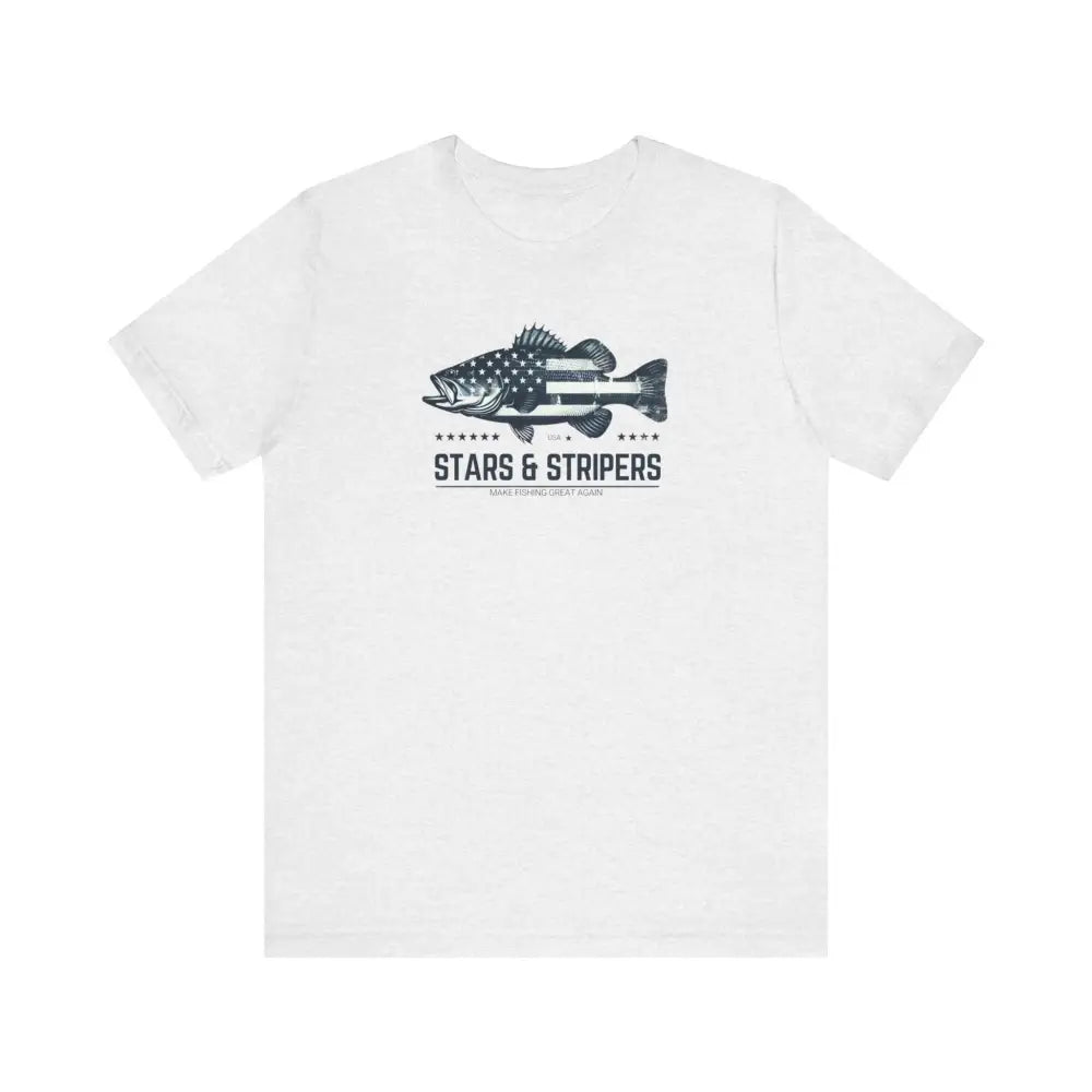Patriotic fishing unisex white short-sleeve bass graphic tee