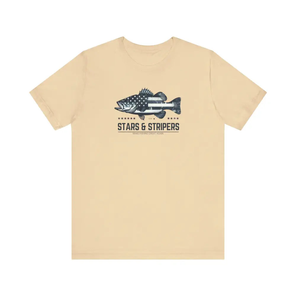 Patriotic Fishing Unisex Bass Graphic Tee with Stars & Stripers