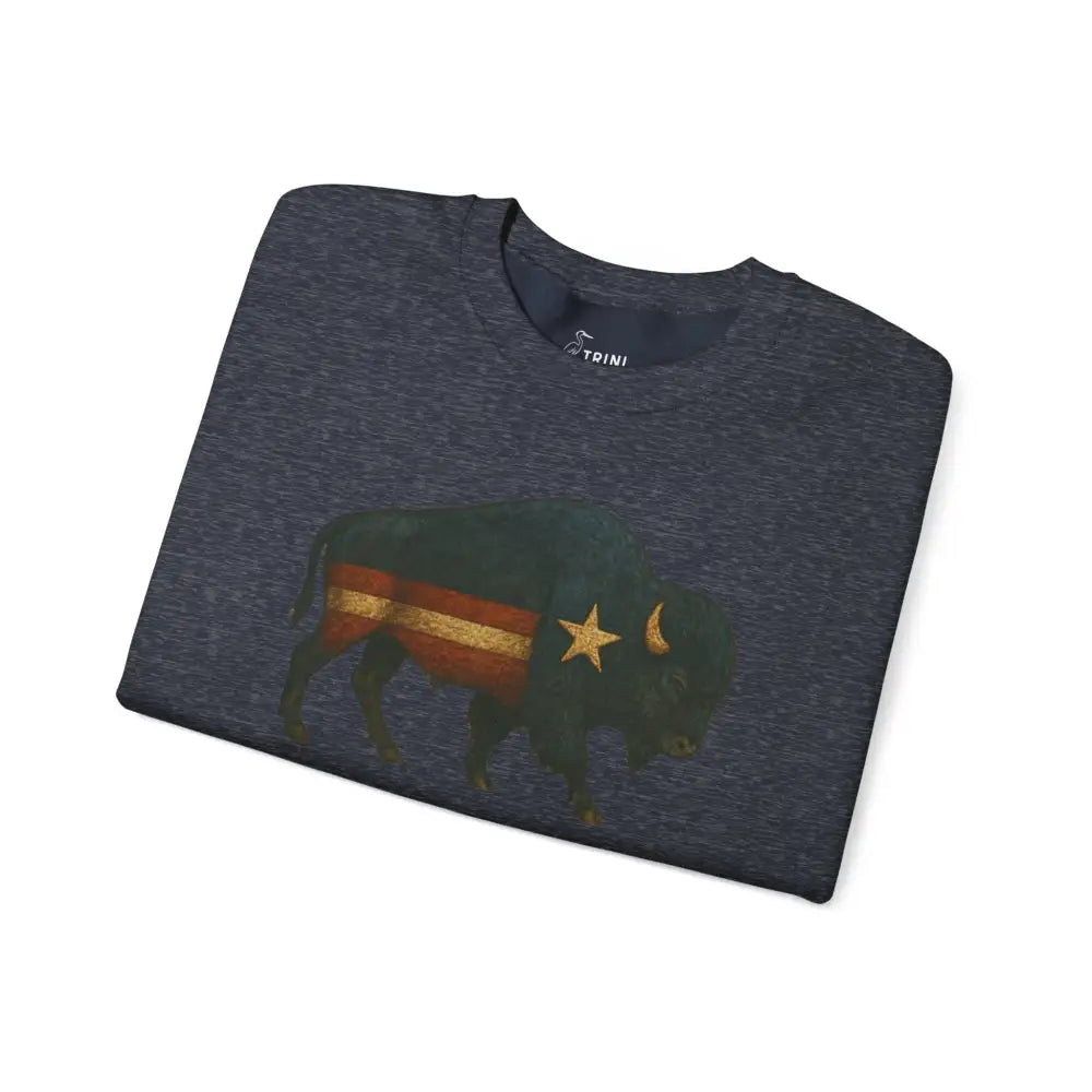 Patriotic Bison Trini Skies Graphic T-Shirt Folded Short-Sleeve