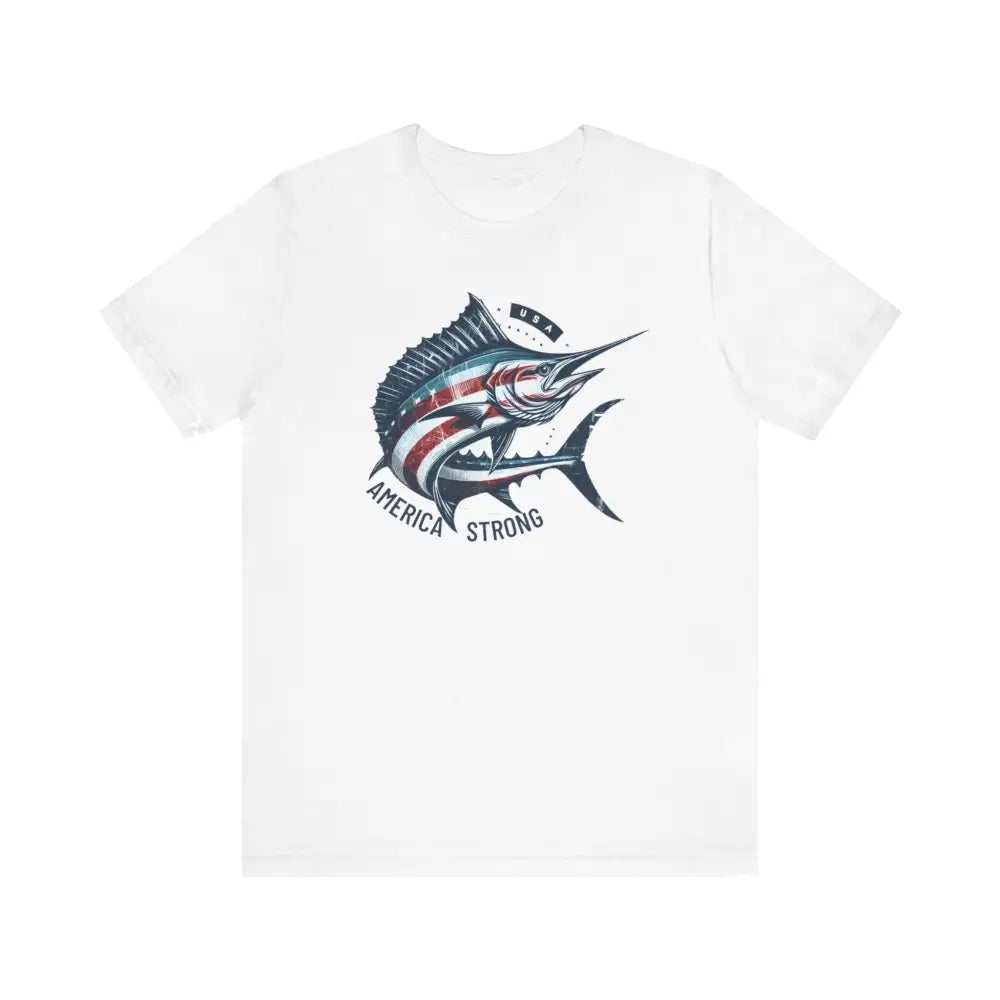 America Strong Unisex Patriotic Marlin Short Sleeve Jersey Tee
