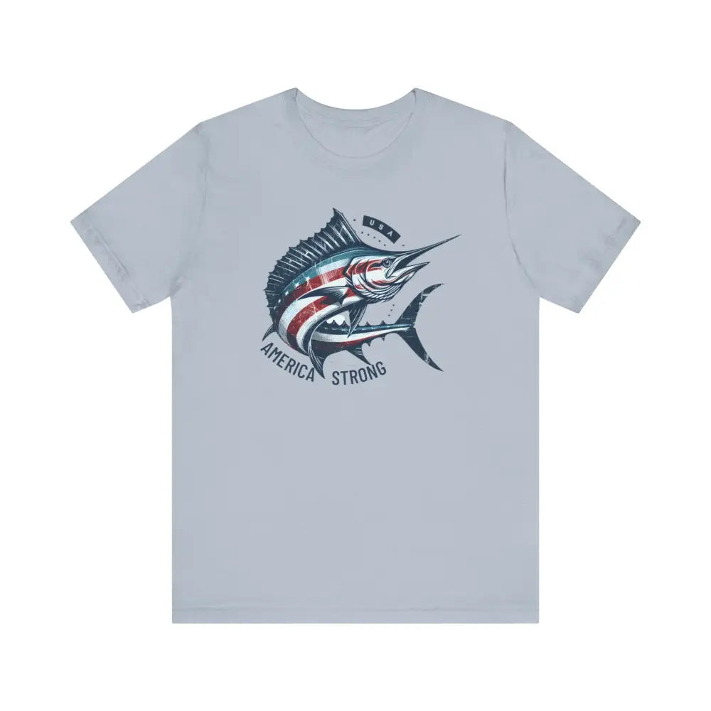 Patriotic Marlin America Strong Unisex Short Sleeve Jersey