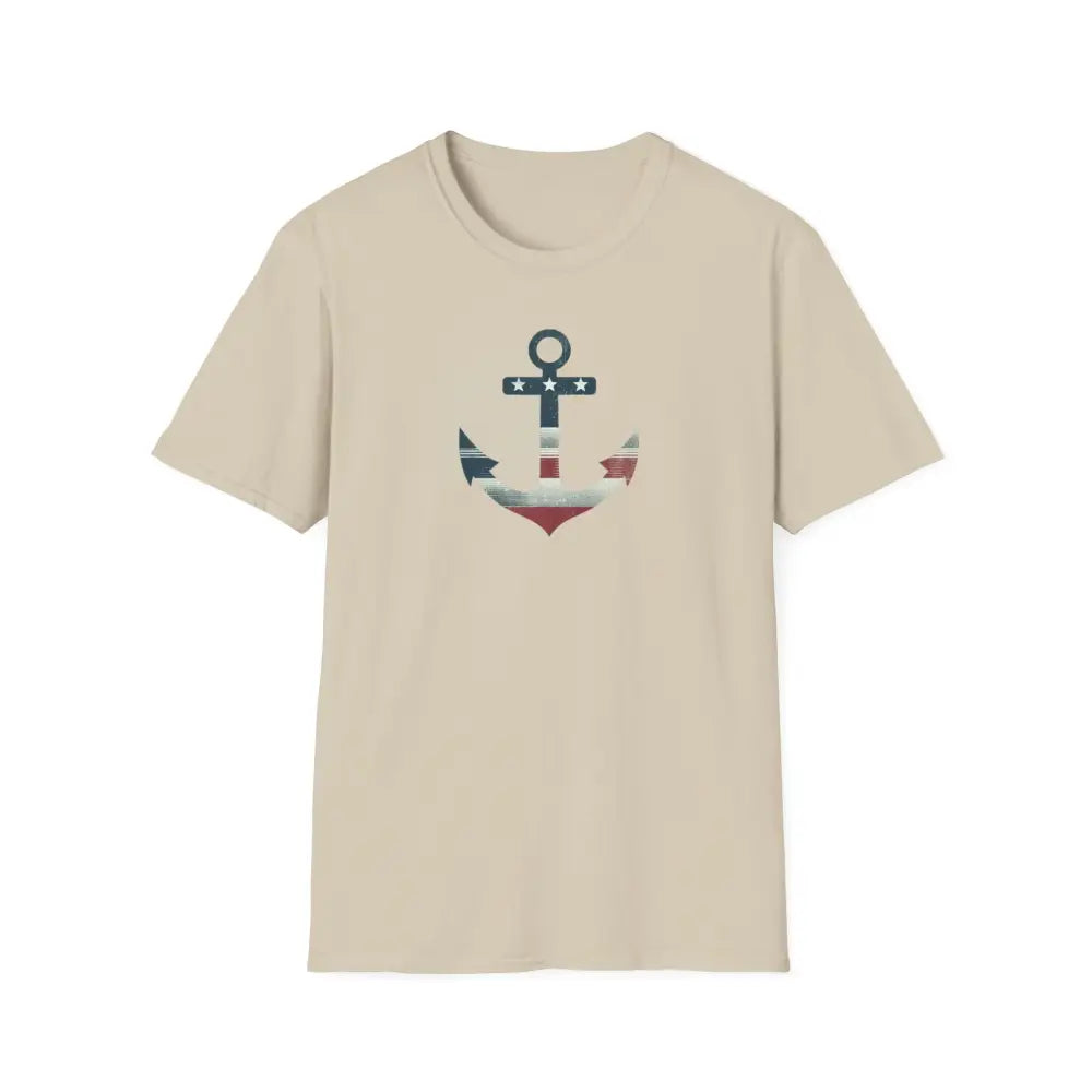 Nautical seaside anchor unisex soft-style t-shirt in beige