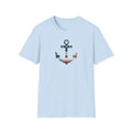 Nautical seaside anchor unisex soft-style t-shirt in light blue