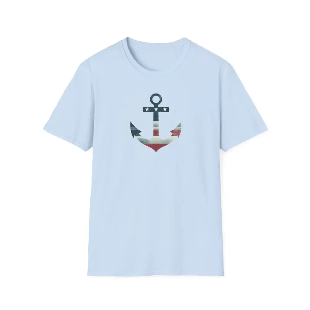 Nautical seaside anchor unisex soft-style t-shirt in light blue