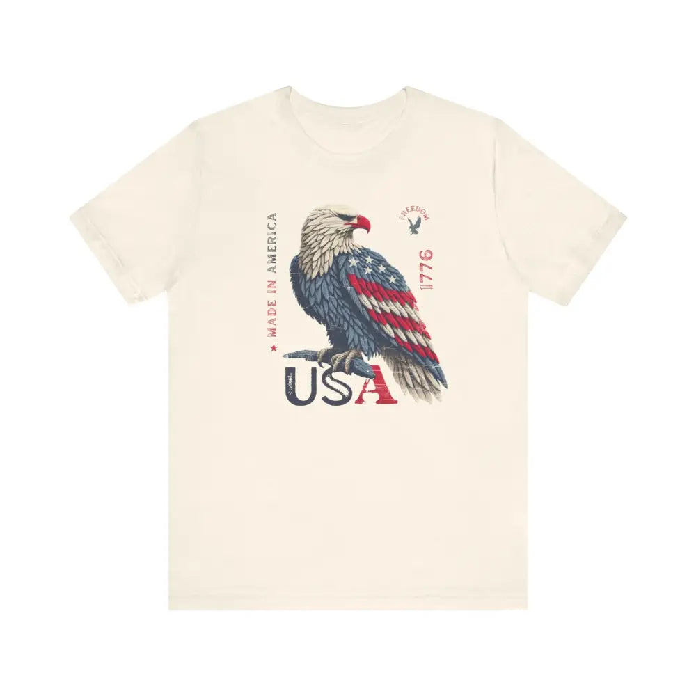 Patriotic USA made unisex jersey short sleeve tee with eagle design