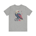 Patriotic USA made unisex jersey short sleeve tee with gray bald eagle design