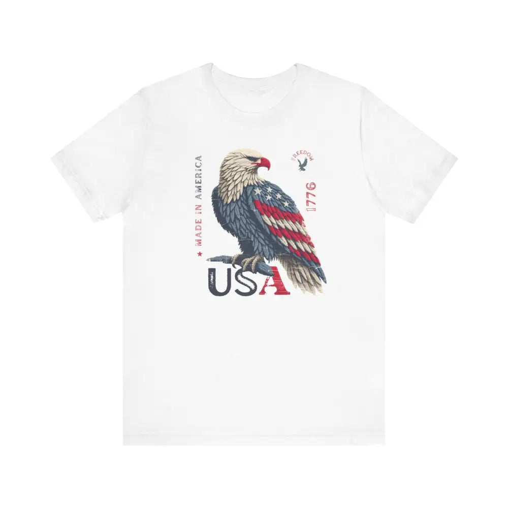 Patriotic USA Made unisex jersey short sleeve tee with eagle design