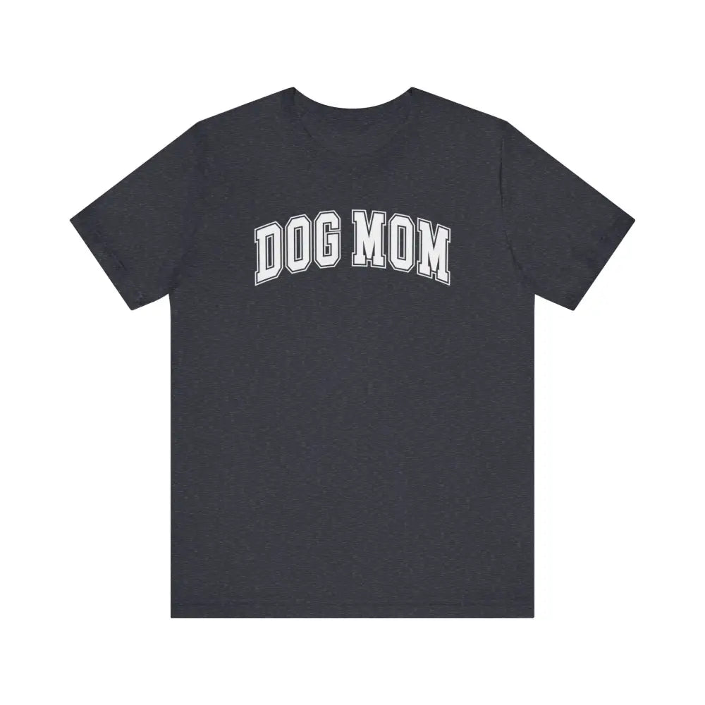 Paw-some Dog Mom graphic tee in dark gray short-sleeve crewneck