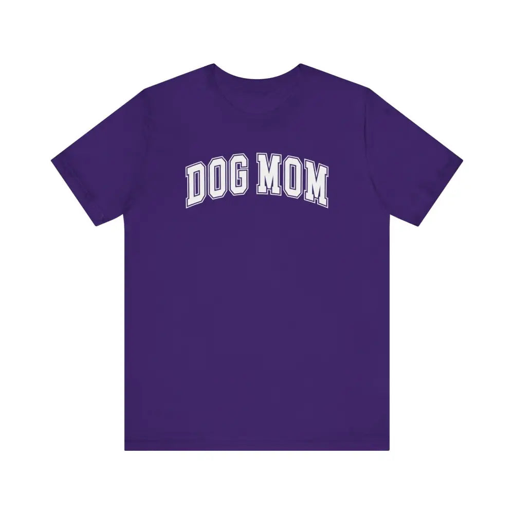 Paw-some Dog Mom purple short-sleeve t-shirt with arched white lettering