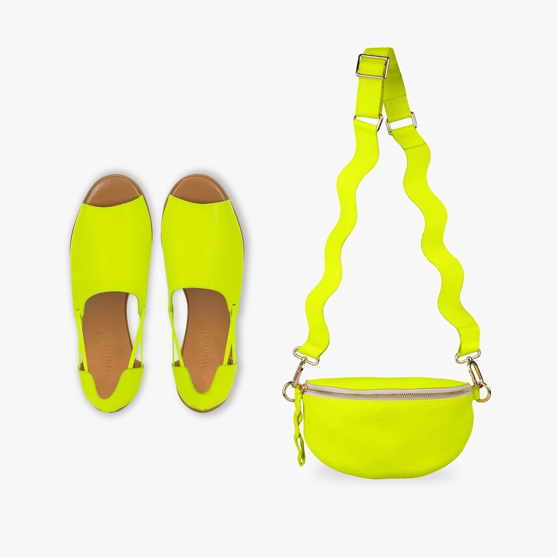 Peep Toe Sandals + Crossbody Bag Bundle - Women's Leather Set by Womads - Triniskies