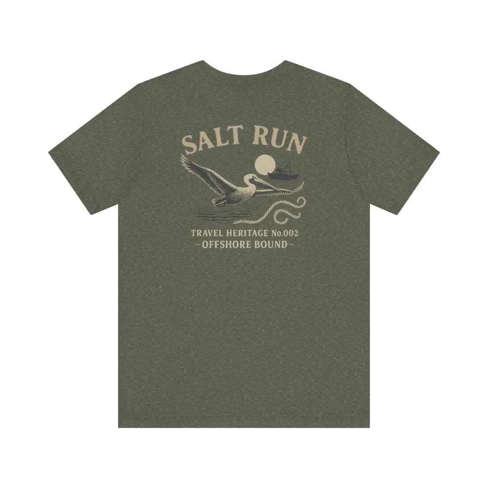Trini Skies Olive Green Pelican Ocean Tee from Travel Heritage Series