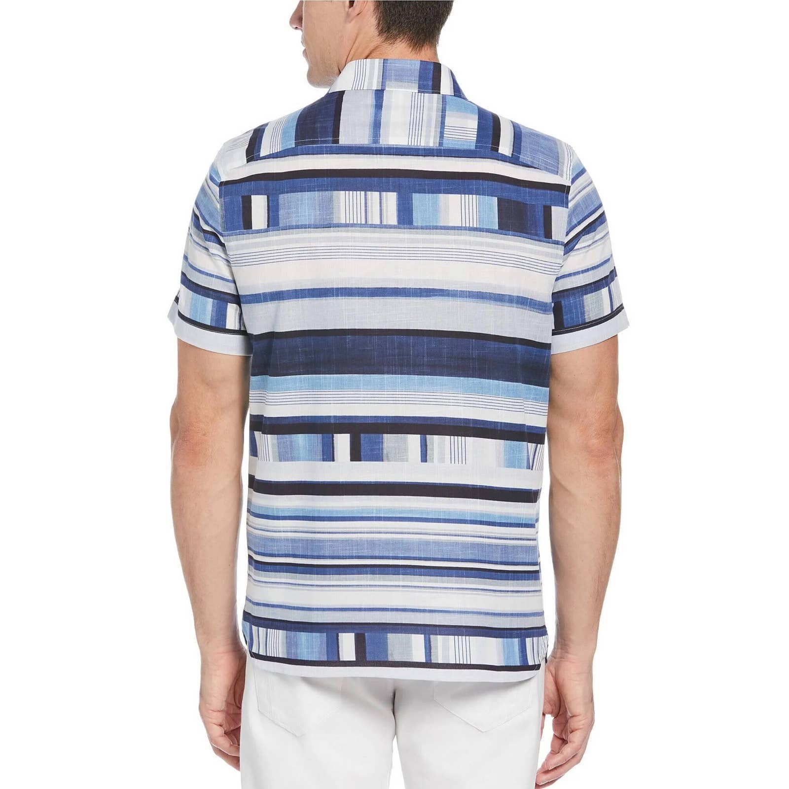 Perry Ellis Line Print Short - Sleeve Woven Shirt size XXL - Triniskies