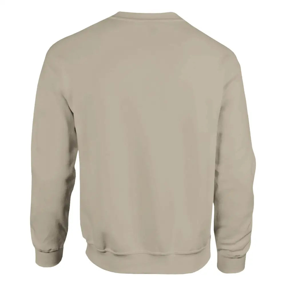 Khaki crewneck sweatshirt with Christmas alien couple graphic