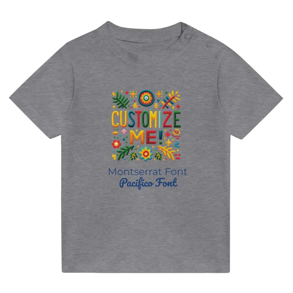 Gray Trini Skies tee with colorful embroidered design and Make America Great text